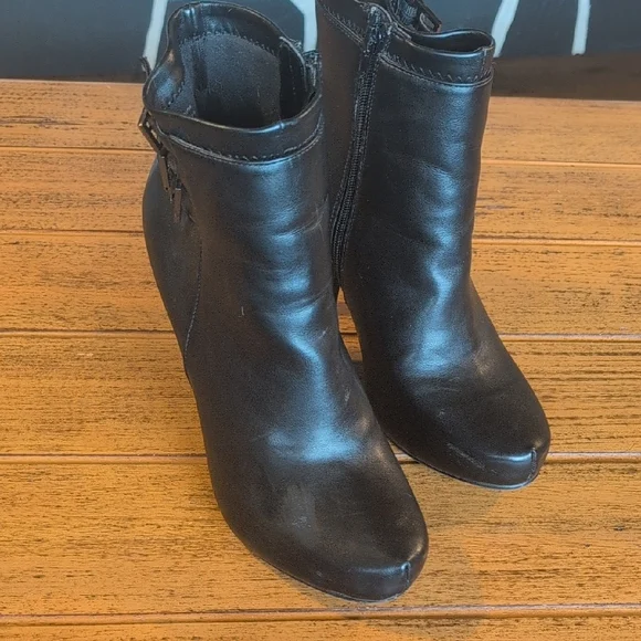 Call It Spring Black Faux Leather Ankle Booties with Side Buckles - Picture 4 of 8